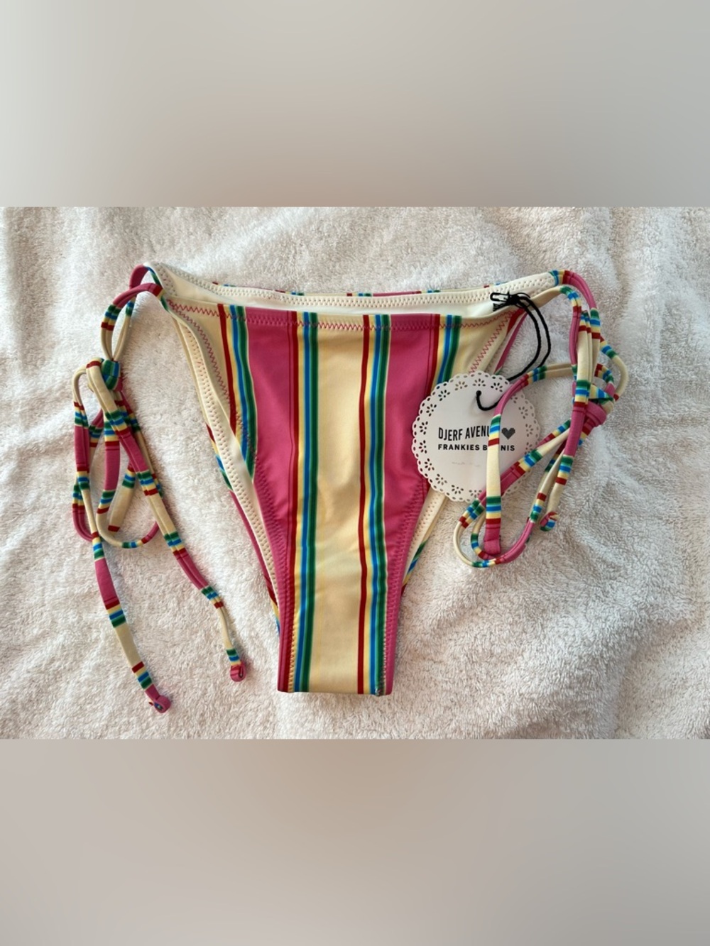 Djerf Frankie’s Stripe Bikini Bottom L & Keychain BNWT - Picture 3 of 8